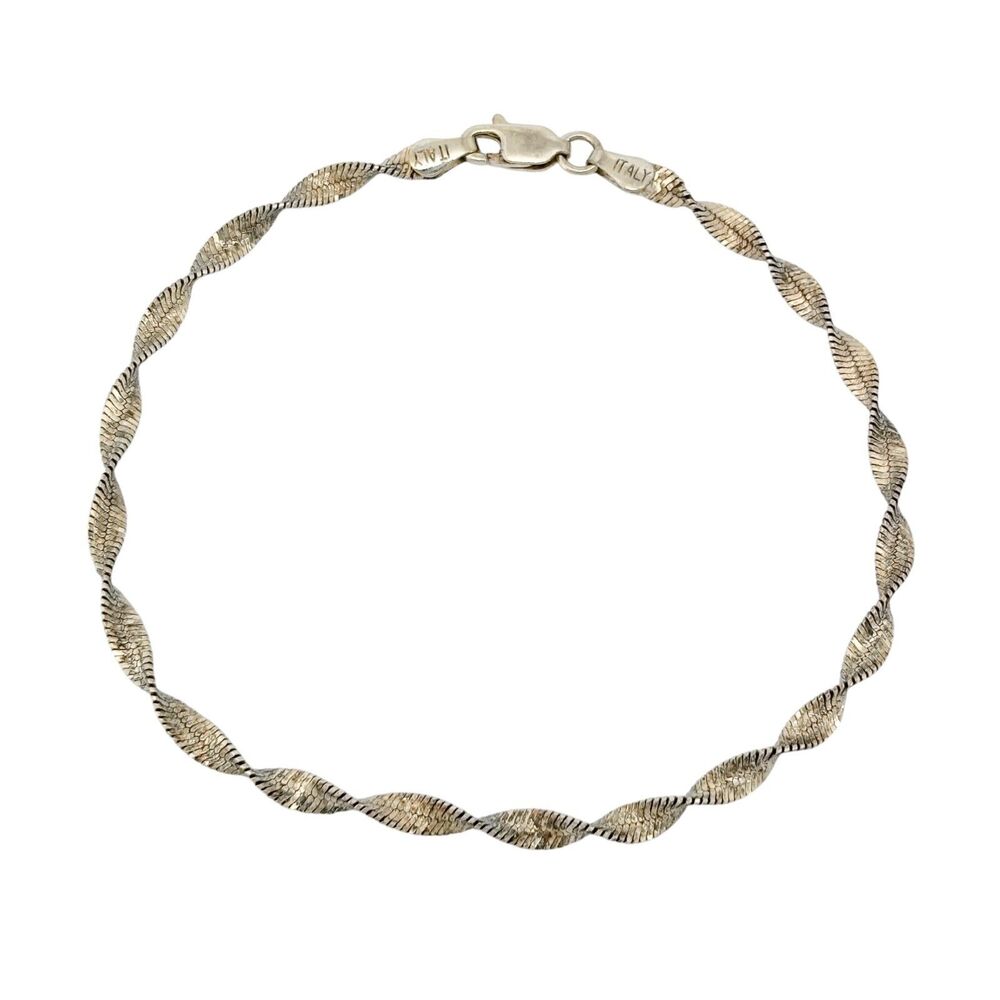 Vintage Italian Sterling Silver 925 Twisted Bracelet 8"